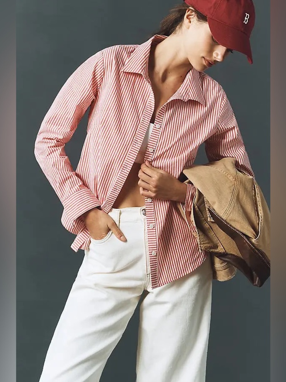 Anthropologie Maeve Gracelyn Slim Buttondown Shirt Stripe